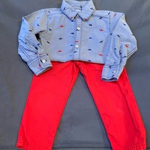 Carter's Boys' 2T Long Sleeve Dino Shirt/Pants Set